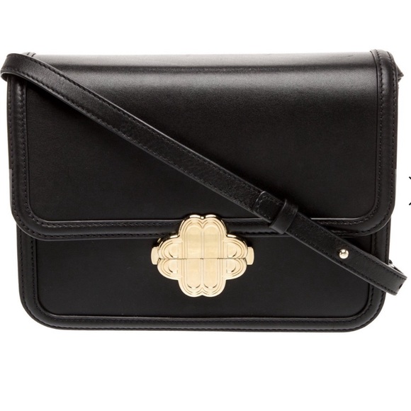 Maje Handbags - Maje Black Leather Crossbody with Gold Decorative Clasp